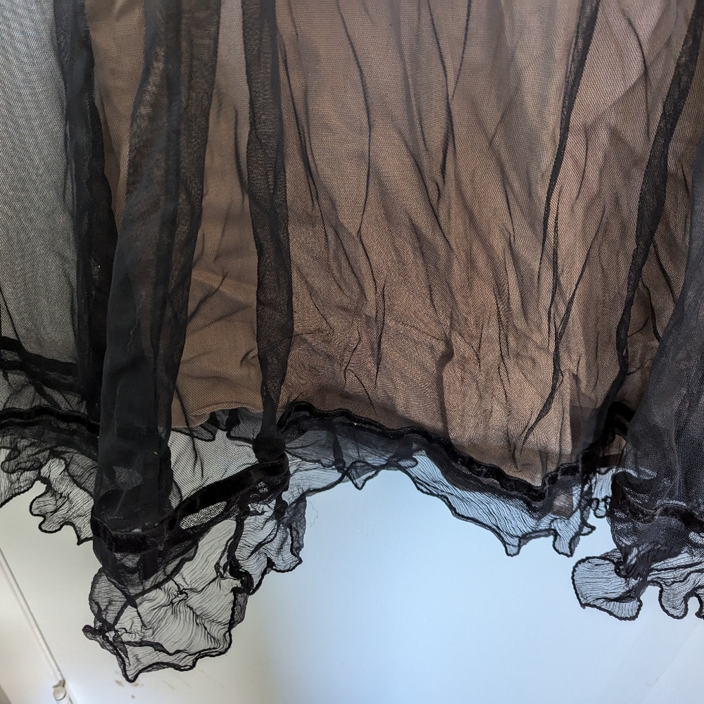Black and Brown Midi Dress with Square Neck and Flutter Sleeves By Nataya - Picture 3 of 4